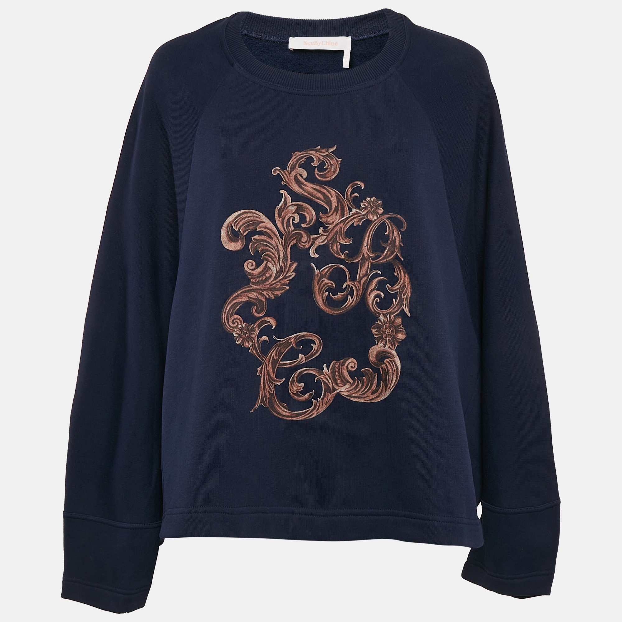 See by Chloe Blue Printed Cotton Knit Stormy Night Sweatshirt L, Sweaters & Cardigans - Luxury Closet catalog