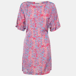 See By Chloe Pink/Blue Printed Silk Mini Dress M, Dresses - Luxury Closet catalog