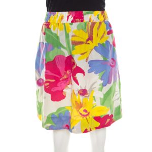 See By Chloe Mutlicolor Floral Print Cotton Silk Gathered Mini Skirt M, Skirts - Luxury Closet catalog