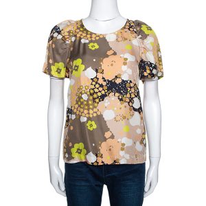 See by Chloe Multicolor Floral Printed Silk Short Sleeve Top S, Shirts & Tops - Luxury Closet catalog