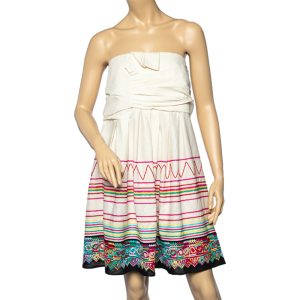 See by Chloe Cream Linen And Cotton Embroidered Draped Mini Dress XL, Dresses - Luxury Closet catalog