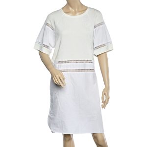 See by Chloe White Cotton & Knit Paneled Midi Dress L, Dresses - Luxury Closet catalog