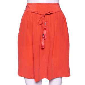See by Chloe Coral Pink Silk Braided Tasseled Belt Detail Skirt M, Skirts - Luxury Closet catalog