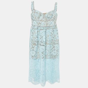 Self-Portrait Blue Cord Lace Diamante Sleeveless Midi Dress S, Dresses - Luxury Closet catalog