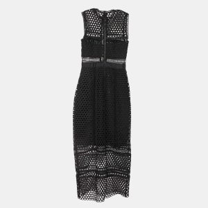 Self-Portrait Black Guipure Lace Paneled Sleeveless Midi Dress S, Dresses - Luxury Closet catalog