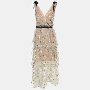 Self-Portrait Beige Mesh Star Midi Dress S, Dresses - Luxury Closet catalog