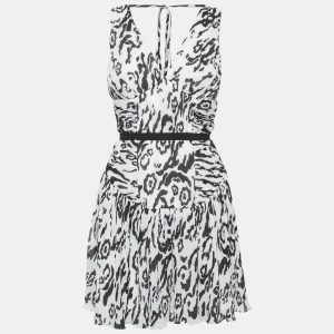 Self-Portrait Monochrome Leopard Printed Plisse Chiffon Sleeveless Mini Dress S, Dresses - Luxury Closet catalog