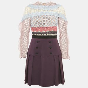 Self-Portrait Purple Lace and Crepe Mini Dress M, Dresses - Luxury Closet catalog