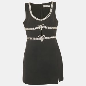 Self-Portrait Black Crepe Crystal Diamante Bow Mini Dress L, Dresses - Luxury Closet catalog