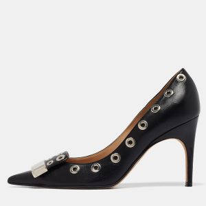 Sergio Rossi Black Leather Eyelet Detail Pumps Size 37.5, Pumps - Luxury Closet catalog