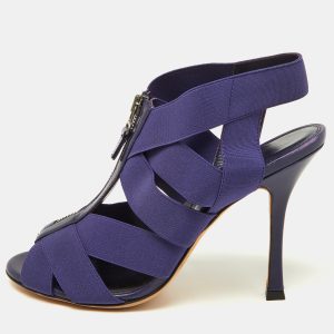 Sergio Rossi Purple Elastic and Leather Strappy Slingback Sandals Size 38, Sandals - Luxury Closet catalog