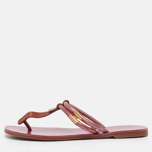 Sergio Rossi Purple/Brown Leather and PVC T Strap Flat Slides Size 39, Sandals - Luxury Closet catalog