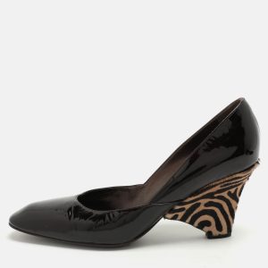 Sergio Rossi Brown Patent Leather Wedge Pumps Size 39.5, Pumps - Luxury Closet catalog