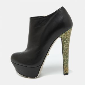 Sergio Rossi Black Leather Platform Ankle Length Booties Size 34.5, Boots - Luxury Closet catalog
