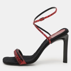 Sergio Rossi Red Leather and Python Ankle Strap Sandals Size 40, Sandals - Luxury Closet catalog
