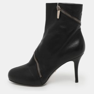 Sergio Rossi Black Leather Spiral Zip Ankle Heel Boots Size 36, Boots - Luxury Closet catalog