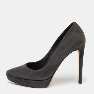 Sergio Rossi Dark Grey Suede Pointed Toe Platform Pumps Size 36.5, Pumps - Luxury Closet catalog