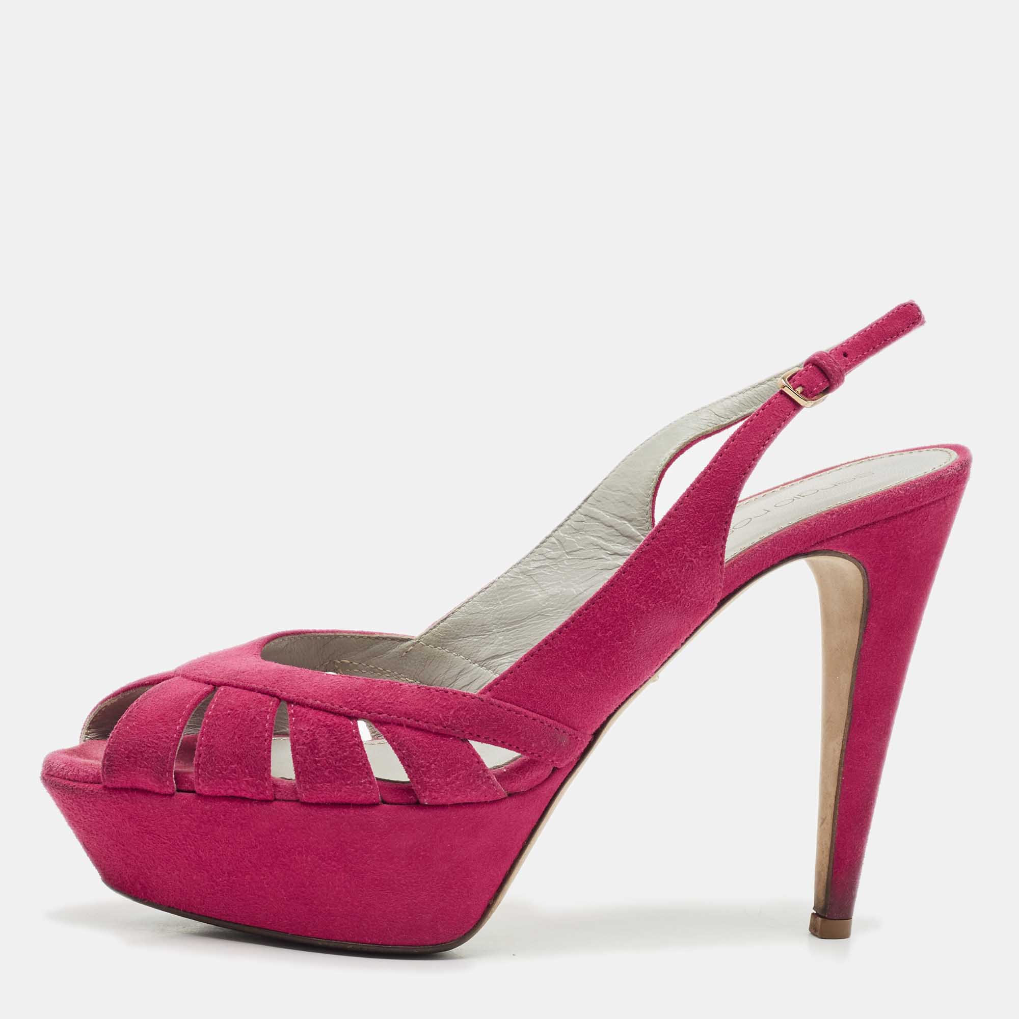 Sergio Rossi Pink Suede Platform Slingback Sandals Size 38, Sandals - Luxury Closet catalog