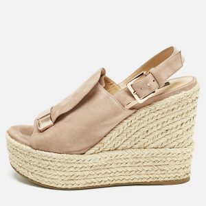Sergio Rossi Dusty Pink Suede Espadrille Platform Wedge Sandals Size 40, Sandals - Luxury Closet catalog
