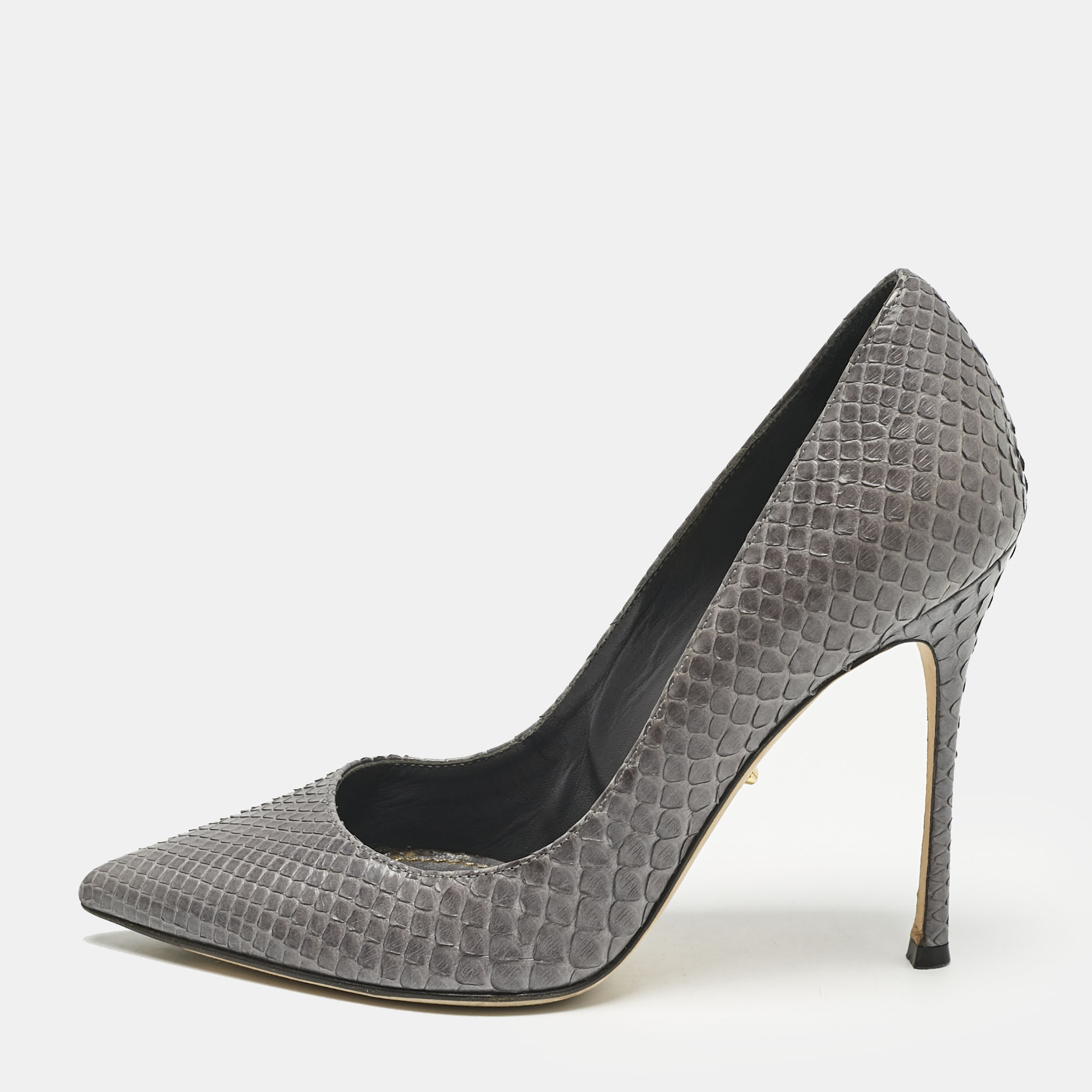 Sergio Rossi Grey Python Leather Pointed Toe Pumps Size 35, Pumps - Luxury Closet catalog