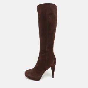Sergio Rossi Brown Suede Platform Calf Length Boots Size 38, Boots - Luxury Closet catalog