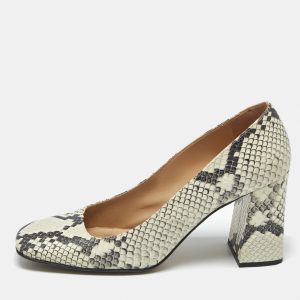 Sergio Rossi Beige Python Embossed Leather Block Heel Pumps Size 39, Pumps - Luxury Closet catalog
