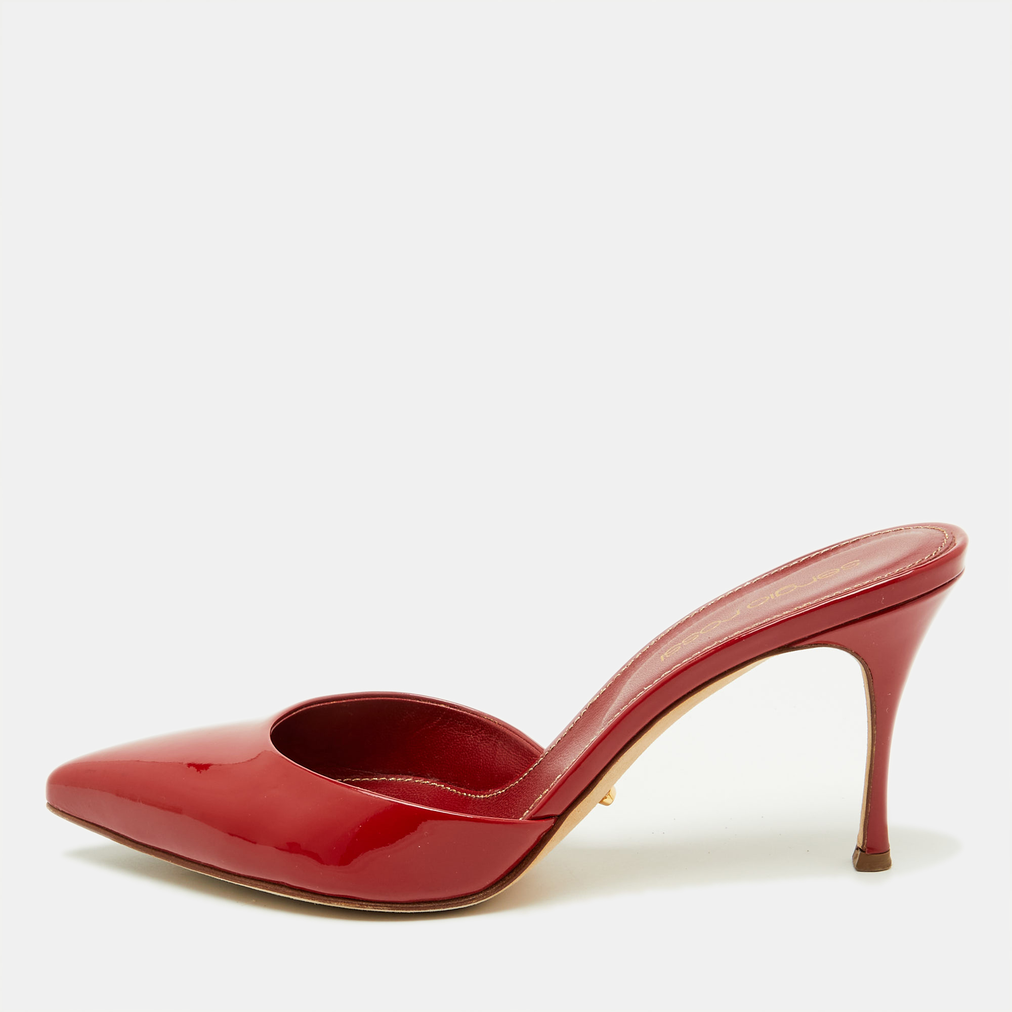 Sergio Rossi Red Patent Leather Pointed Toe Mules Size 35.5, Sandals - Luxury Closet catalog