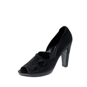 Sergio Rossi Black Suede Button Peep Toe Pumps Size 39, Pumps - Luxury Closet catalog