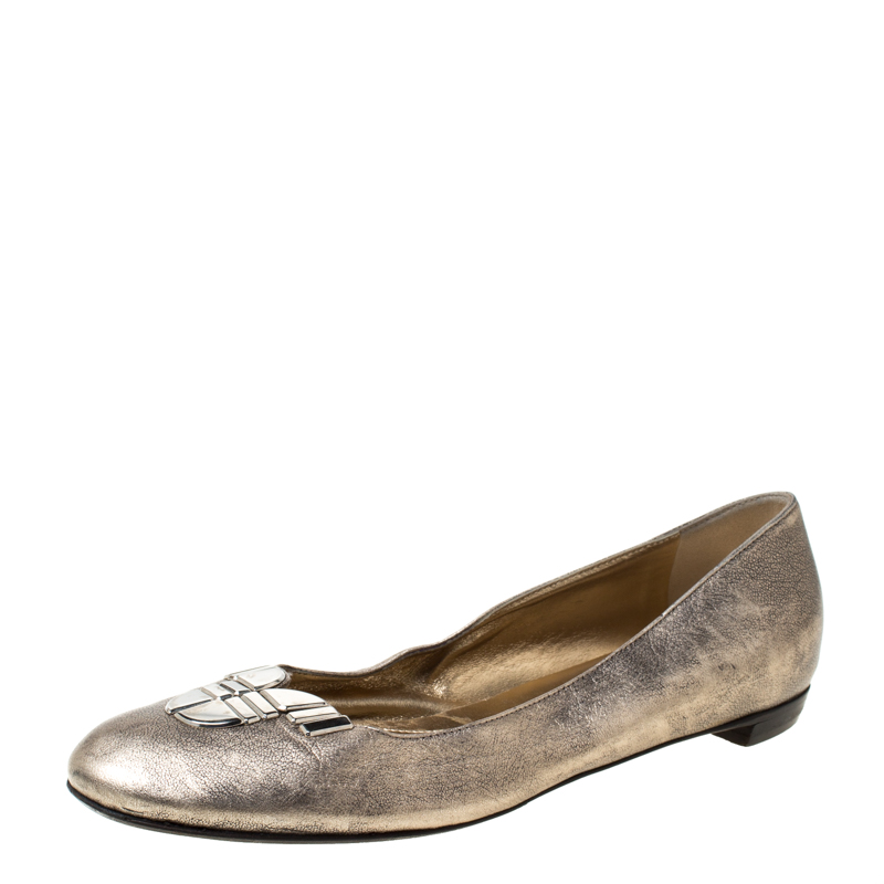 Sergio Rossi Metallic Silver Leather Ballet Flats Size 39, Flats - Luxury Closet catalog