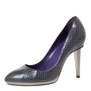 Sergio Rossi Grey Python Leather Pointed Toe Pumps Size 38, Pumps - Luxury Closet catalog