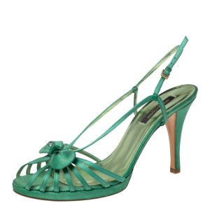 Sergio Rossi Green Satin Strappy Bow Sandals Size 41, Sandals - Luxury Closet catalog