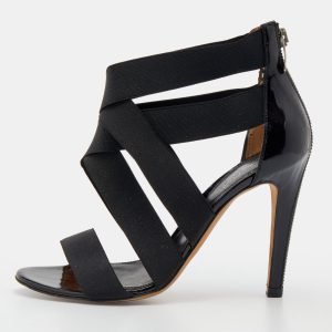 Sergio Rossi Black Patent Leather and Elastic Strappy Sandals Size 36, Sandals - Luxury Closet catalog
