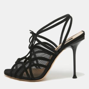 Sergio Rossi Black Suede and Mesh Ankle Strap Sandals Size 40, Sandals - Luxury Closet catalog