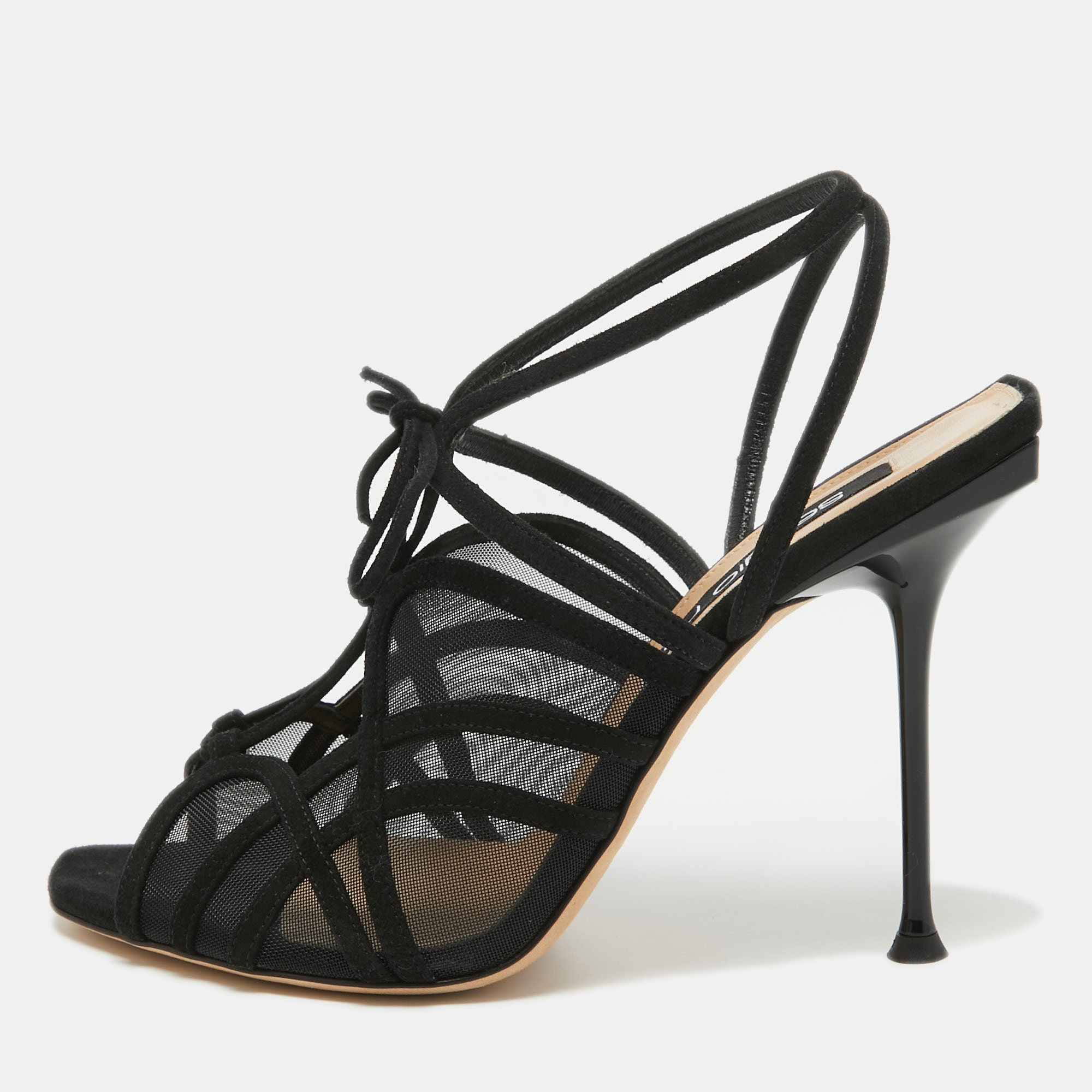 Sergio Rossi Black Suede and Mesh Ankle Strap Sandals Size 40, Sandals - Luxury Closet catalog