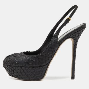 Sergio Rossi Black Python Leather Sandals Size 39, Pumps - Luxury Closet catalog