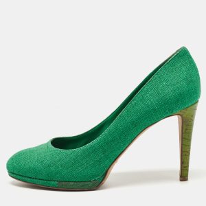 Sergio Rossi Green Canvas Platform Pumps Size 40.5, Pumps - Luxury Closet catalog