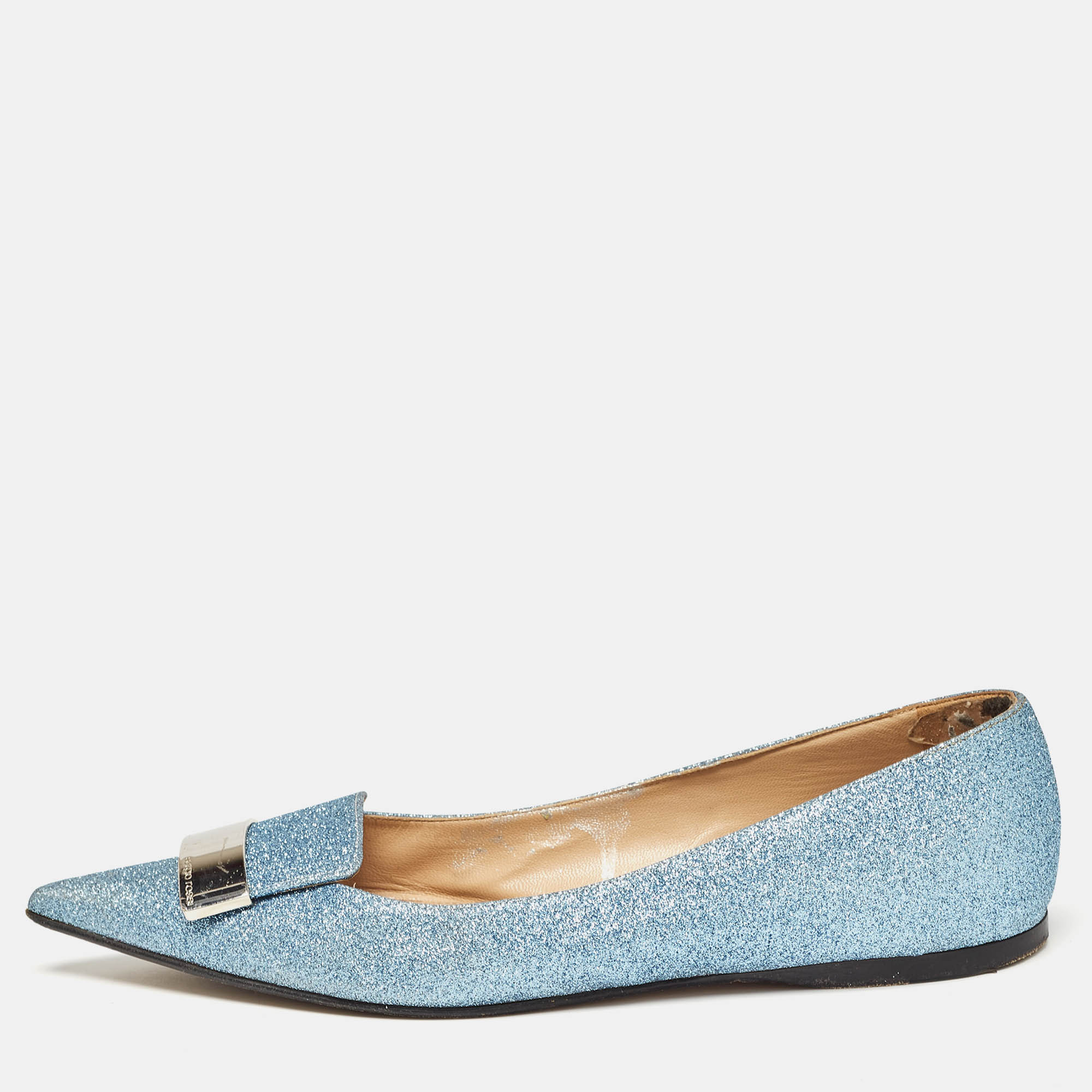 Sergio Rossi Light Blue Glitter Ballet Flats Size 39.5, Flats - Luxury Closet catalog