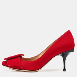 Sergio Rossi Red Satin Buckle Pumps Size 35.5, Pumps - Luxury Closet catalog