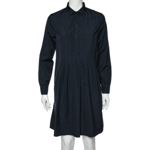 S'Max Mara Navy Blue Cotton Pleated Shirt Dress M, Dresses - Luxury Closet catalog