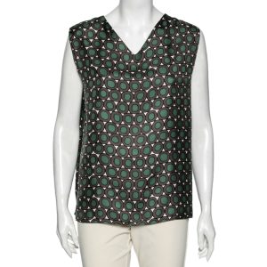 S'Max Mara Pink & Grey Printed Silk Sleeveless Top M, Shirts & Tops - Luxury Closet catalog