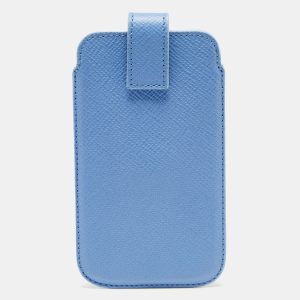 Smythson Blue Leather Phone Cover, Mobile Phone Cases - Luxury Closet catalog