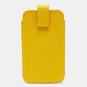 Smythson Yellow Leather Phone Cover, Mobile Phone Cases - Luxury Closet catalog