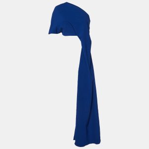 Solace London Blue Crepe One-Shoulder Chrysa Crop Top S, Shirts & Tops - Luxury Closet catalog