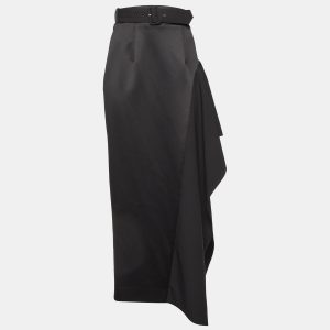 Solace London Black Crepe & Satin Kaya Draped Maxi Skirt M, Skirts - Luxury Closet catalog