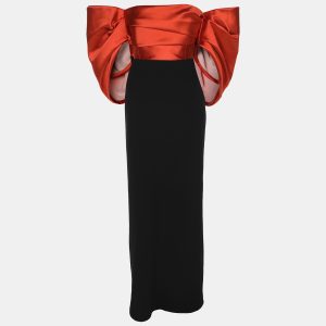 Solace London Black/Orange Polyester Arla Maxi Dress S, Dresses - Luxury Closet catalog