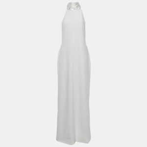 Solace London White Crepe & Satin Neck Detail Dahlia Maxi Dress L, Dresses - Luxury Closet catalog