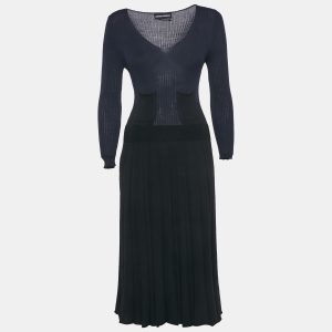 Sonia Rykiel Navy Blue/Black Rib Knit V-Neck Midi Dress M, Dresses - Luxury Closet catalog