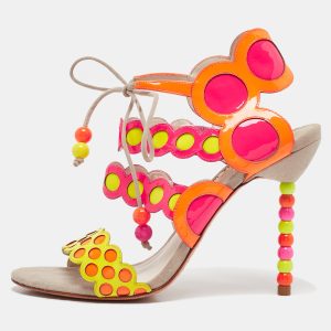 Sophia Webster Multicolor Round Cut Out Patent Leather Beaded Heel Sandals Size 37.5, Sandals - Luxury Closet catalog