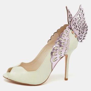 Sophia Webster White/Purple Leather Angelica Lunar Winged Peep Toe Pumps Size 40, Pumps - Luxury Closet catalog