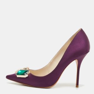 Sophia Webster Purple  Satin Lola Gem Pointed Toe Pumps Size 39.5, Pumps - Luxury Closet catalog
